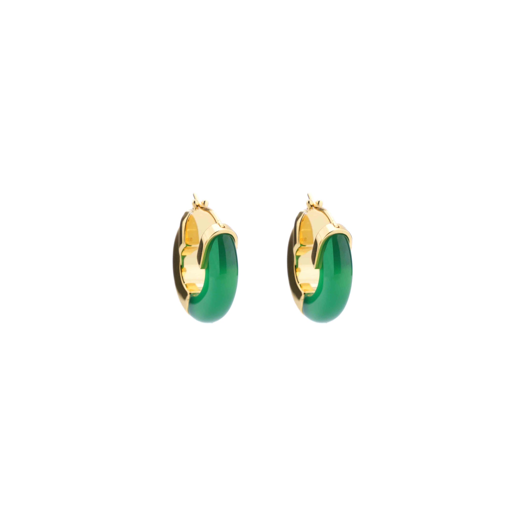 Green Agate Hoops – Stoned Jewelry 2.25 CT green agate 18KGP hoop earrings main image 0
